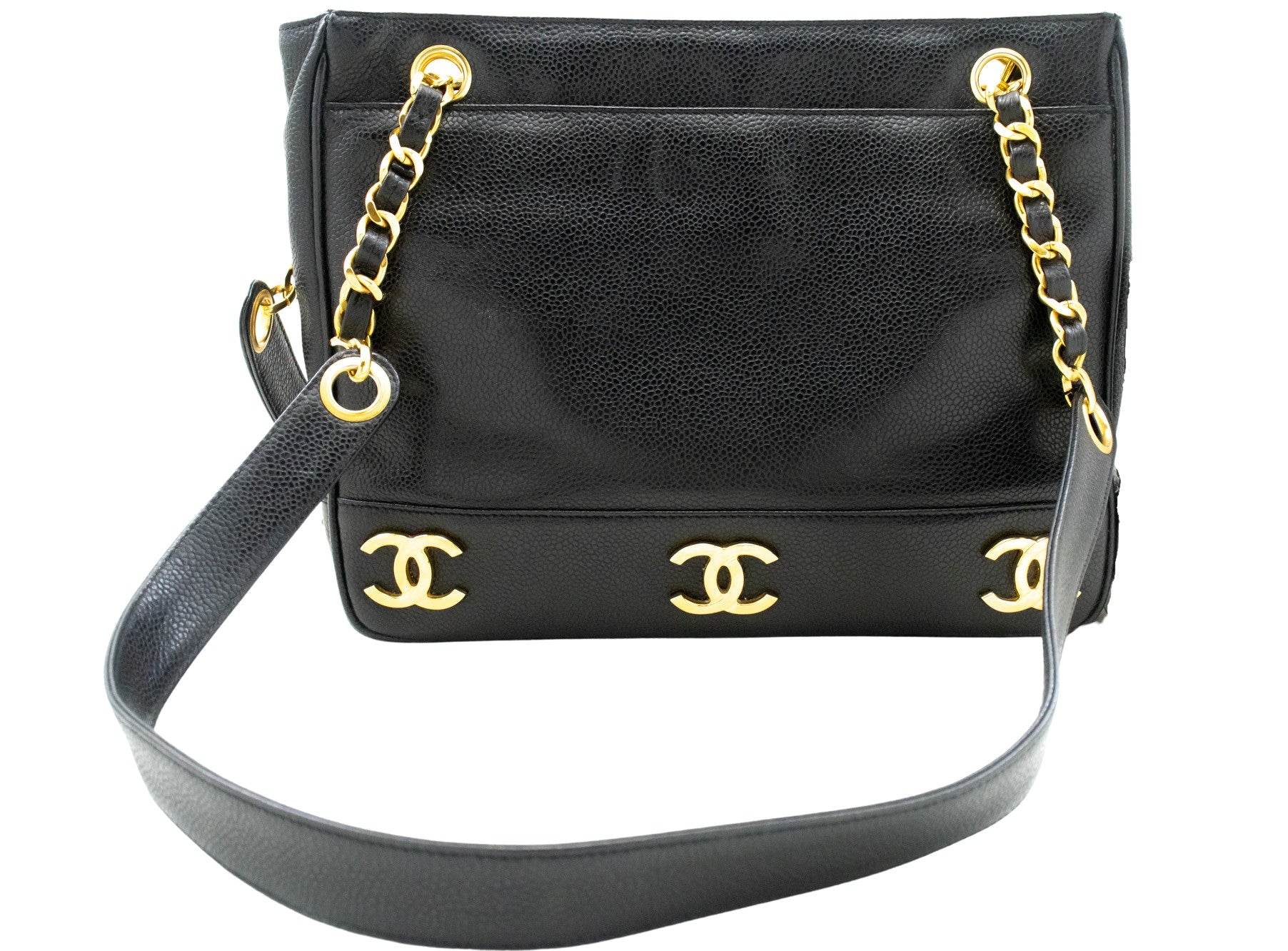 Chanel Triple Coco Black Leather Shoulder Bag (Pre-Owned)