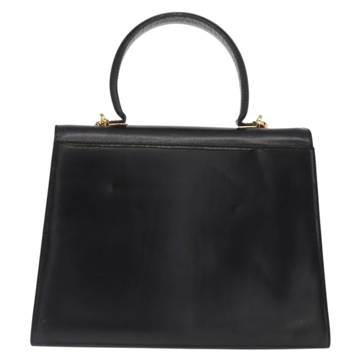 Salvatore Ferragamo Convertible Top Handle Leather Black Leather Handbag (Pre-Owned)