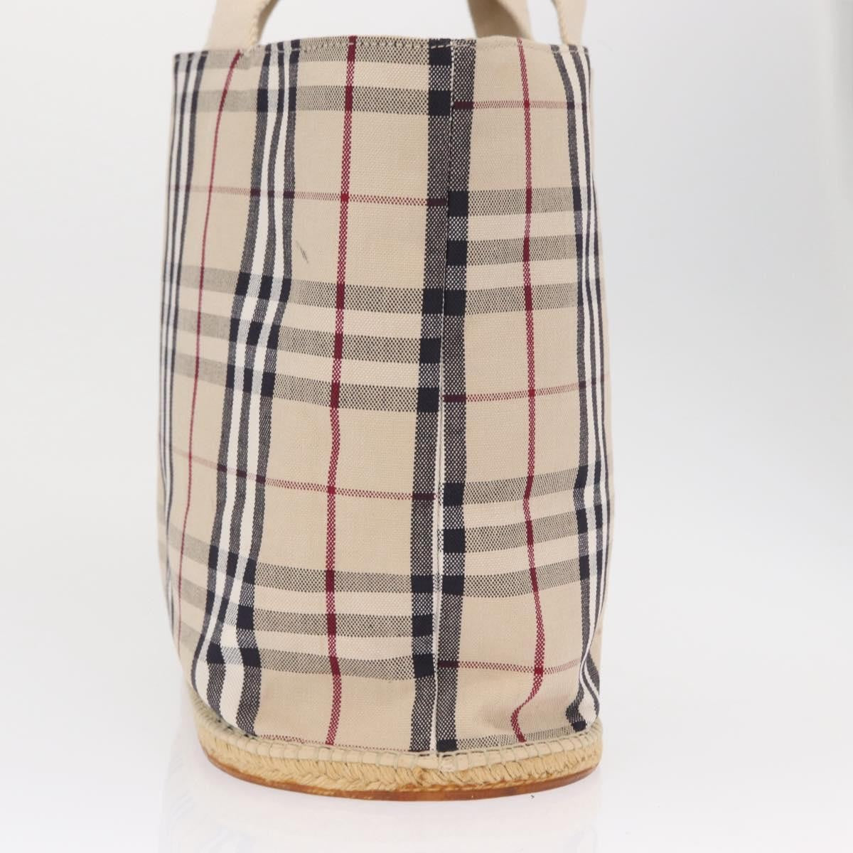 Burberry Nova Check Tote Canvas Check Pattern Beige Canvas Tote Bag Bag (Pre-Owned)