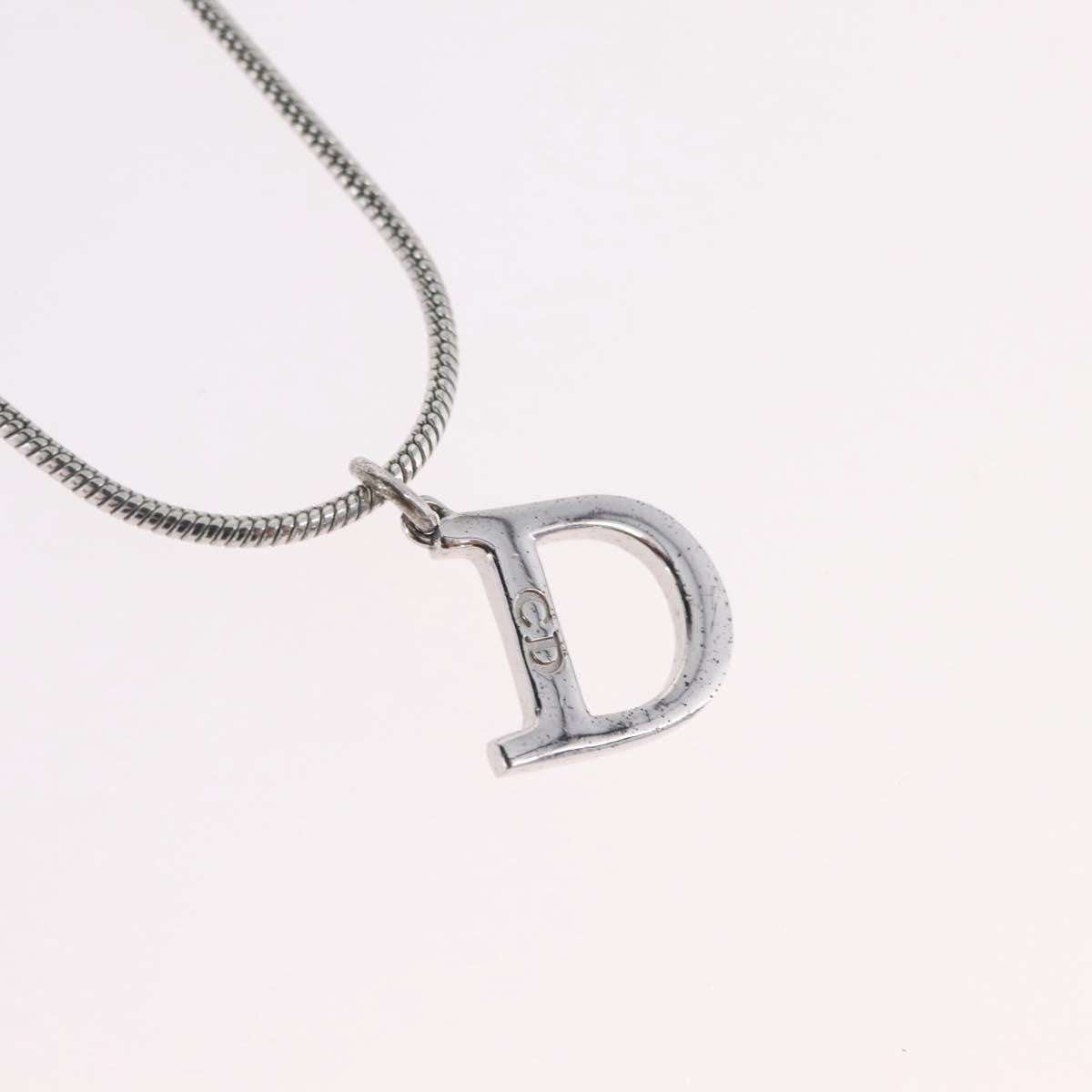 Christian Dior D Logo Pendant Metal Silver Metal Necklace Jewelry (Pre-Owned)