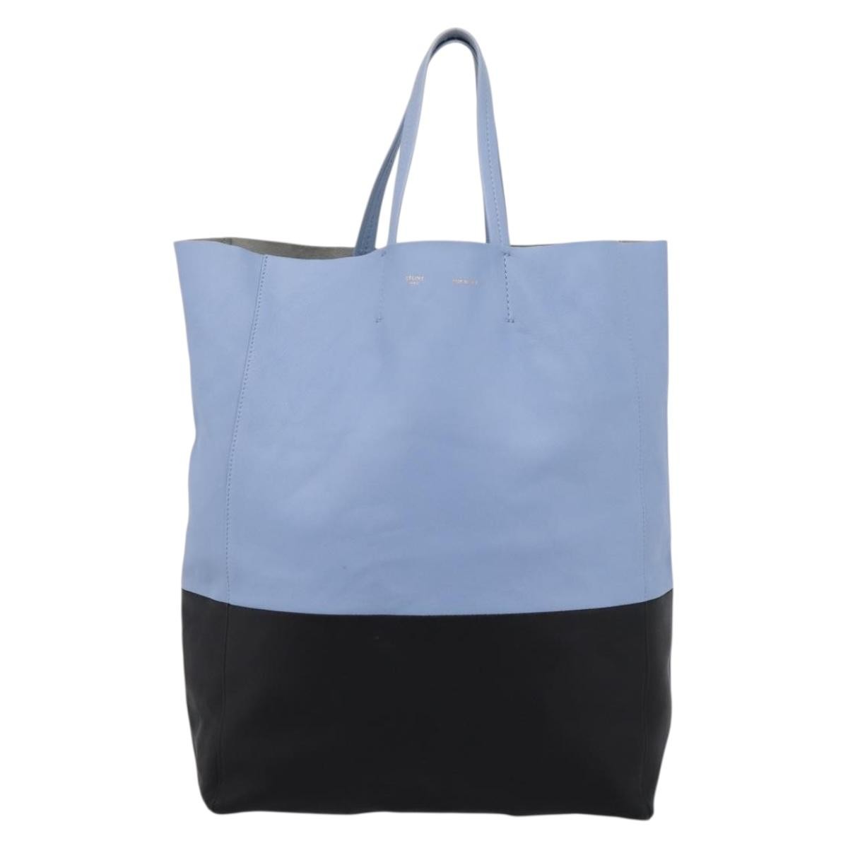 Celine Vertical Bi-Cabas Leather Blue Leather Tote Bag Bag (Pre-Owned)