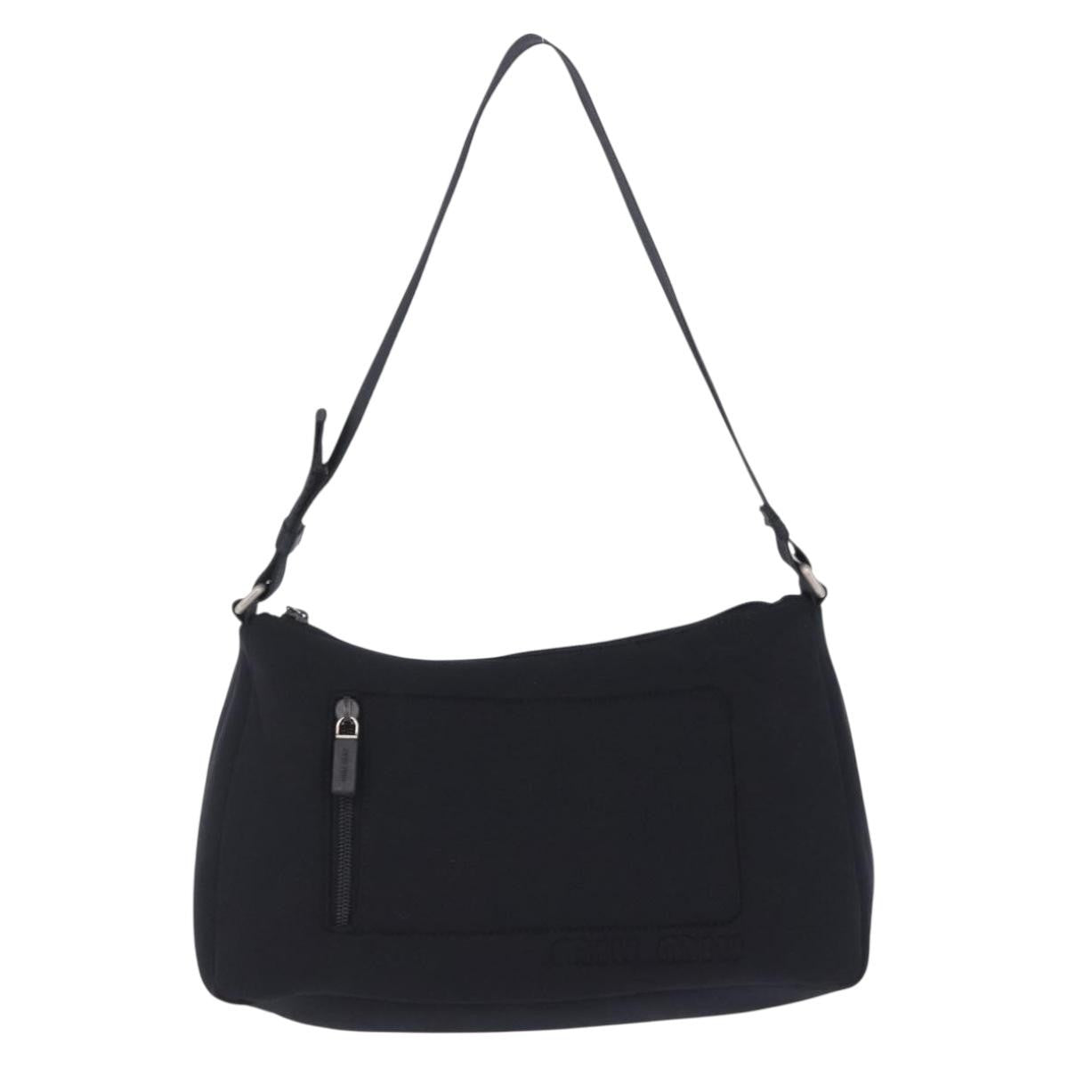 Miu Miu Shoulder Leather Black Nylon Shoulder Bag Bag (Pre-Owned)
