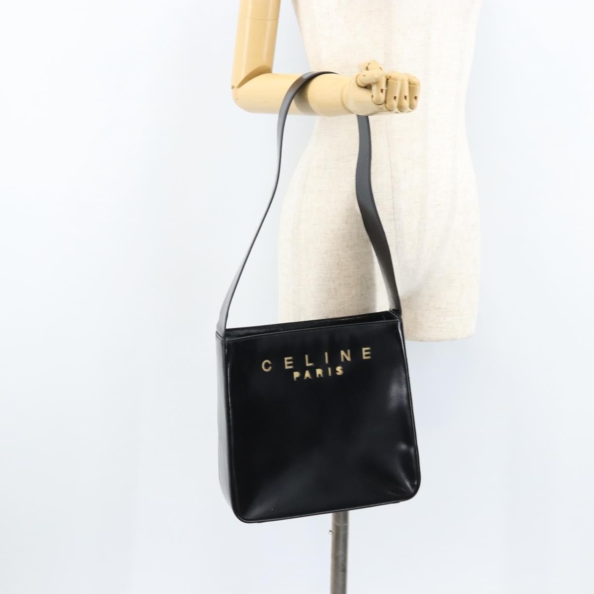 Celine Vintage Leather Black Leather Shoulder Bag Bag (Pre-Owned)