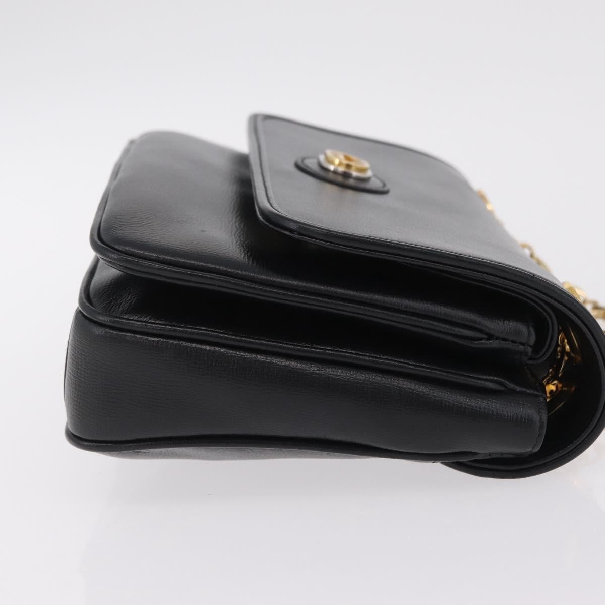 Gucci Marina Chain Flap Leather Black Leather Shoulder Bag Bag (Pre-Owned)
