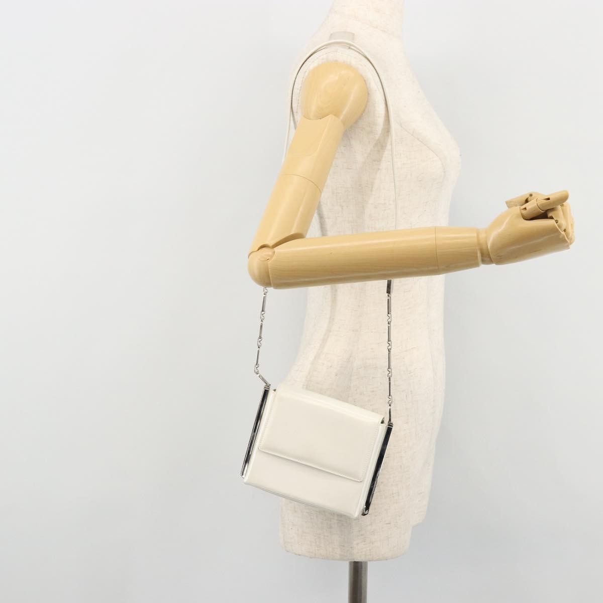 Salvatore Ferragamo Vintage Chain Patent Leather White Patent_Leather Shoulder Bag Bag (Pre-Owned)