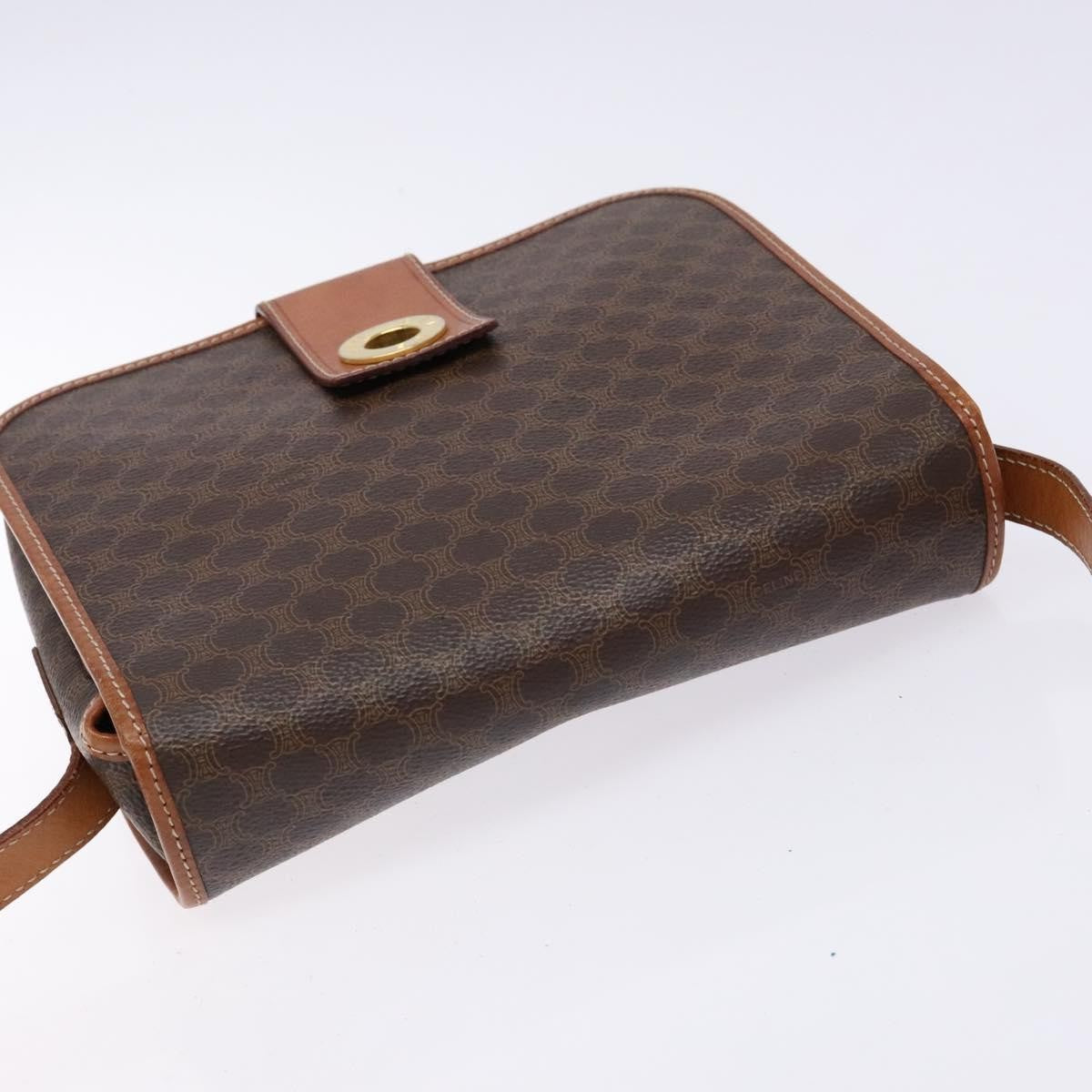 Celine Macadam Shoulder Pvc Leather Brown Canvas Bag (Pre-Owned)