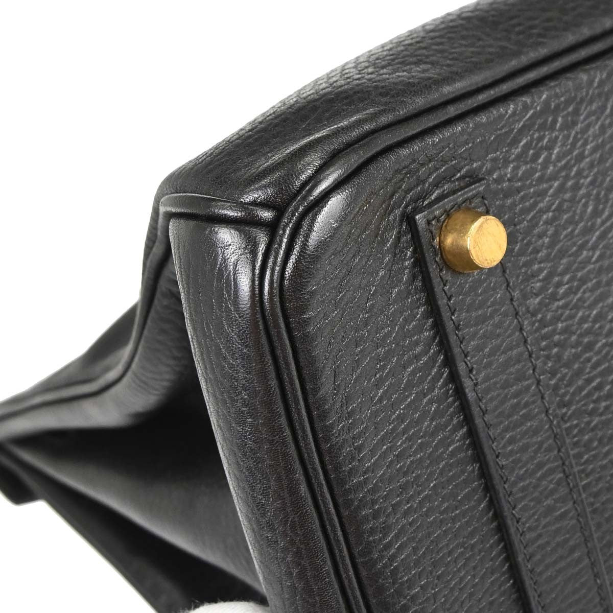 Hermes Birkin Black Clemence With Gold Hardware Black Leather Handbag (Pre-Owned)