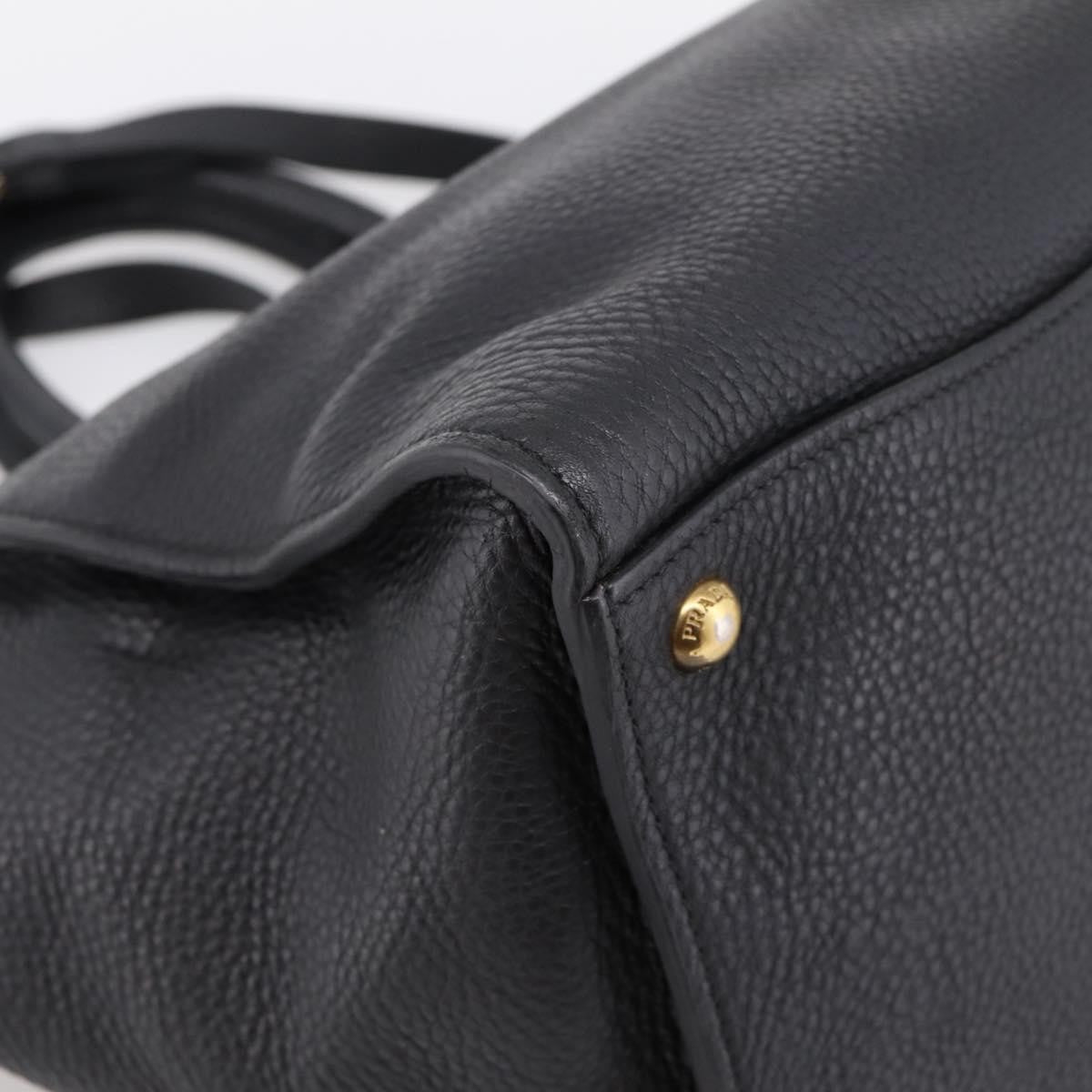Prada Front Pocket Convertible Vitello Daino Black Leather Tote Bag Bag (Pre-Owned)