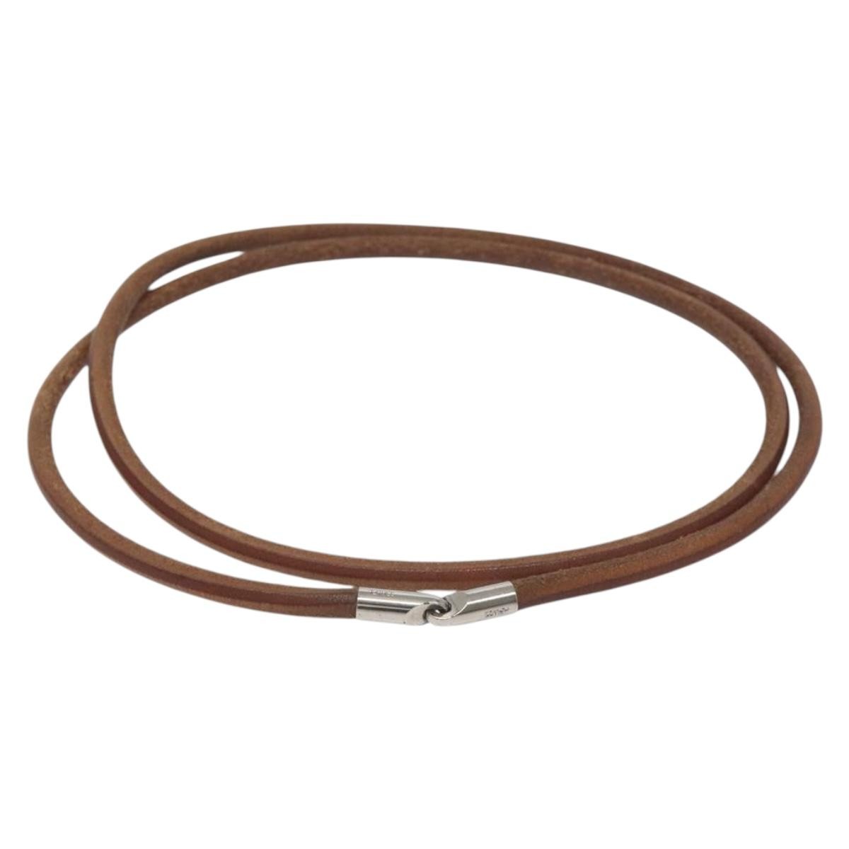Hermes Laniere Leather Brown Leather Bracelet Jewelry (Pre-Owned)
