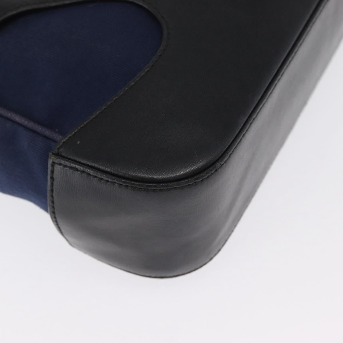 Salvatore Ferragamo Cut Out Canvas And Leather Navy Canvas Shoulder Bag Bag (Pre-Owned)