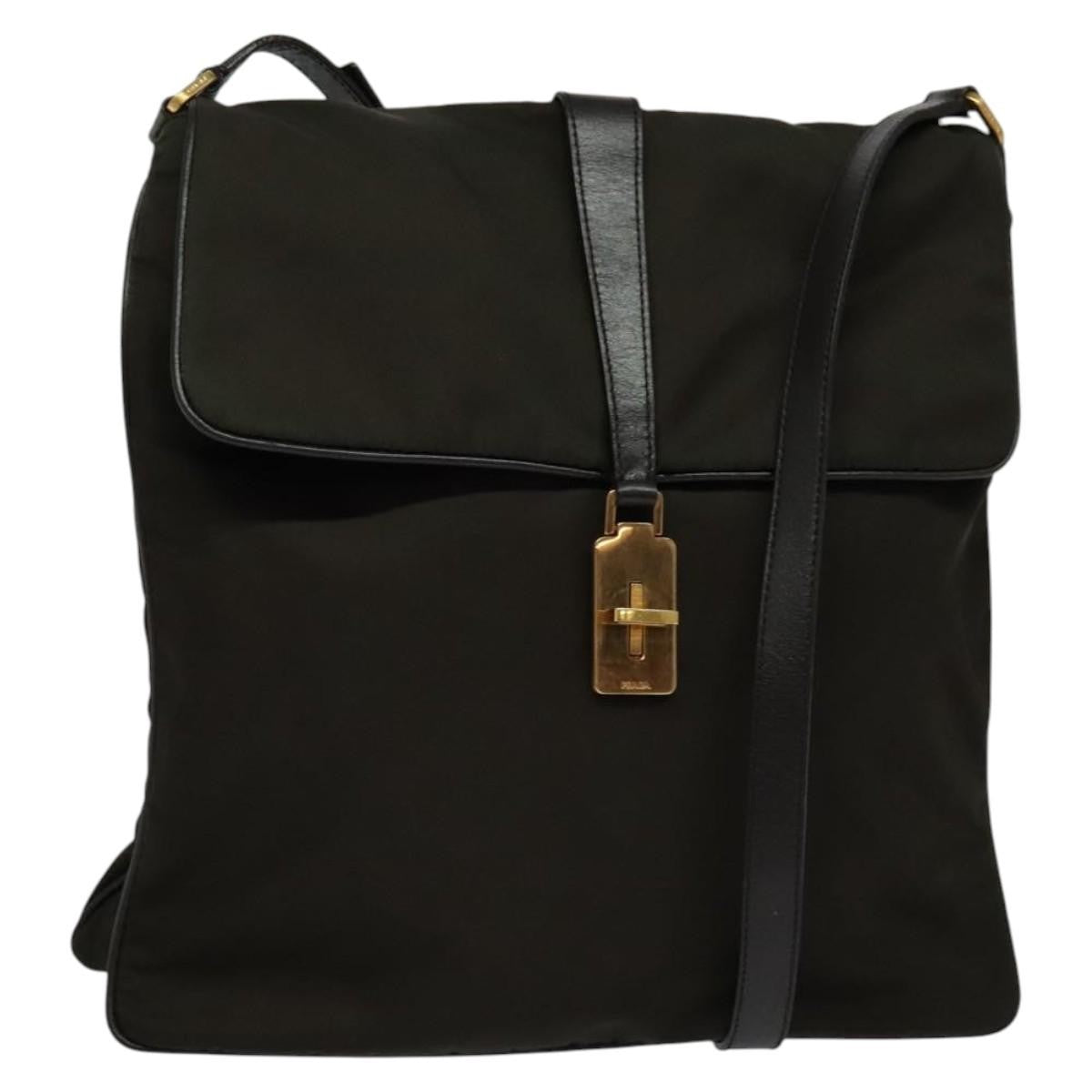 Prada Vintage Flap Messenger Tessuto Khaki Nylon Shoulder Bag Bag (Pre-Owned)