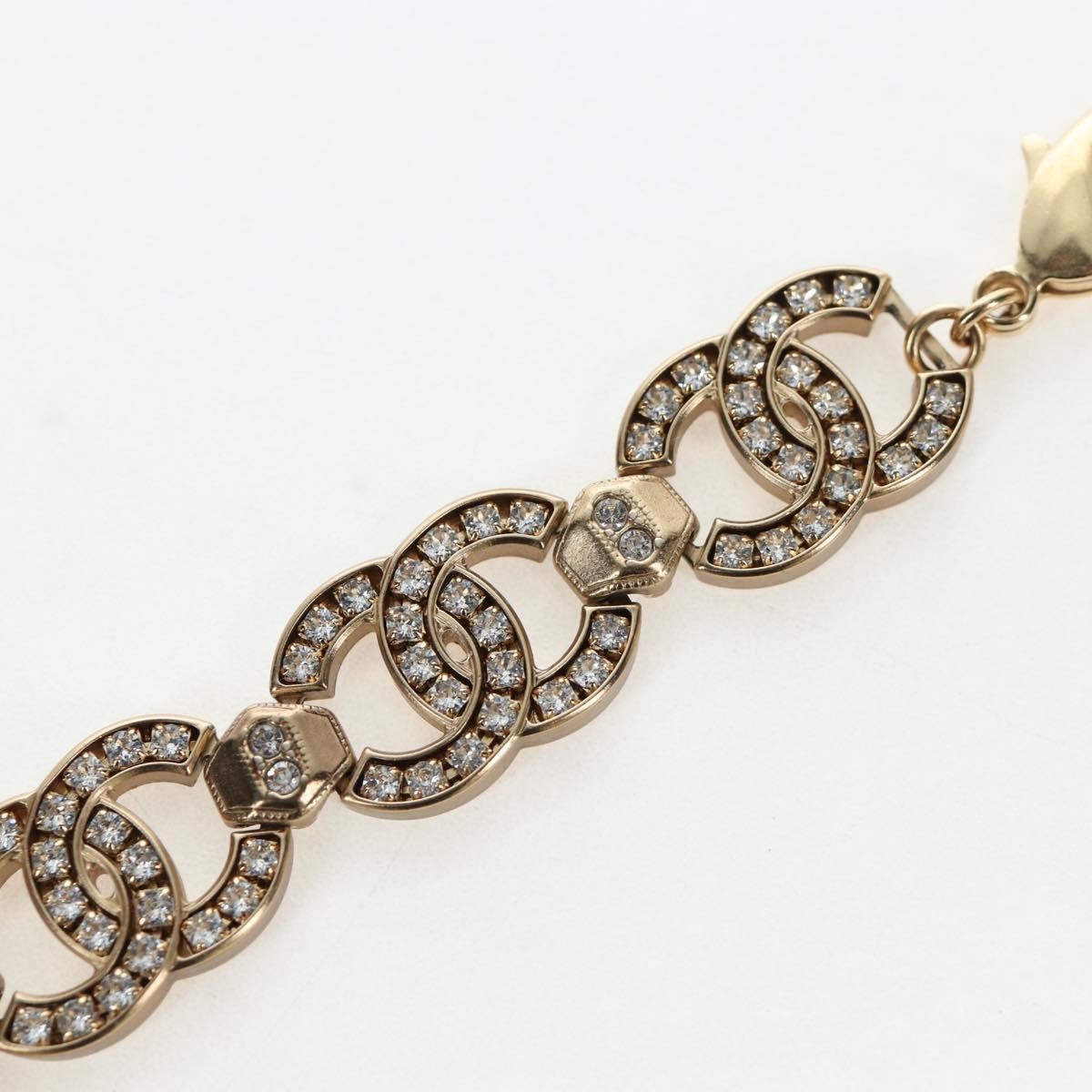 Chanel Cc Link Choker Metal With Crystals Gold Metal Necklace Jewelry (Pre-Owned)
