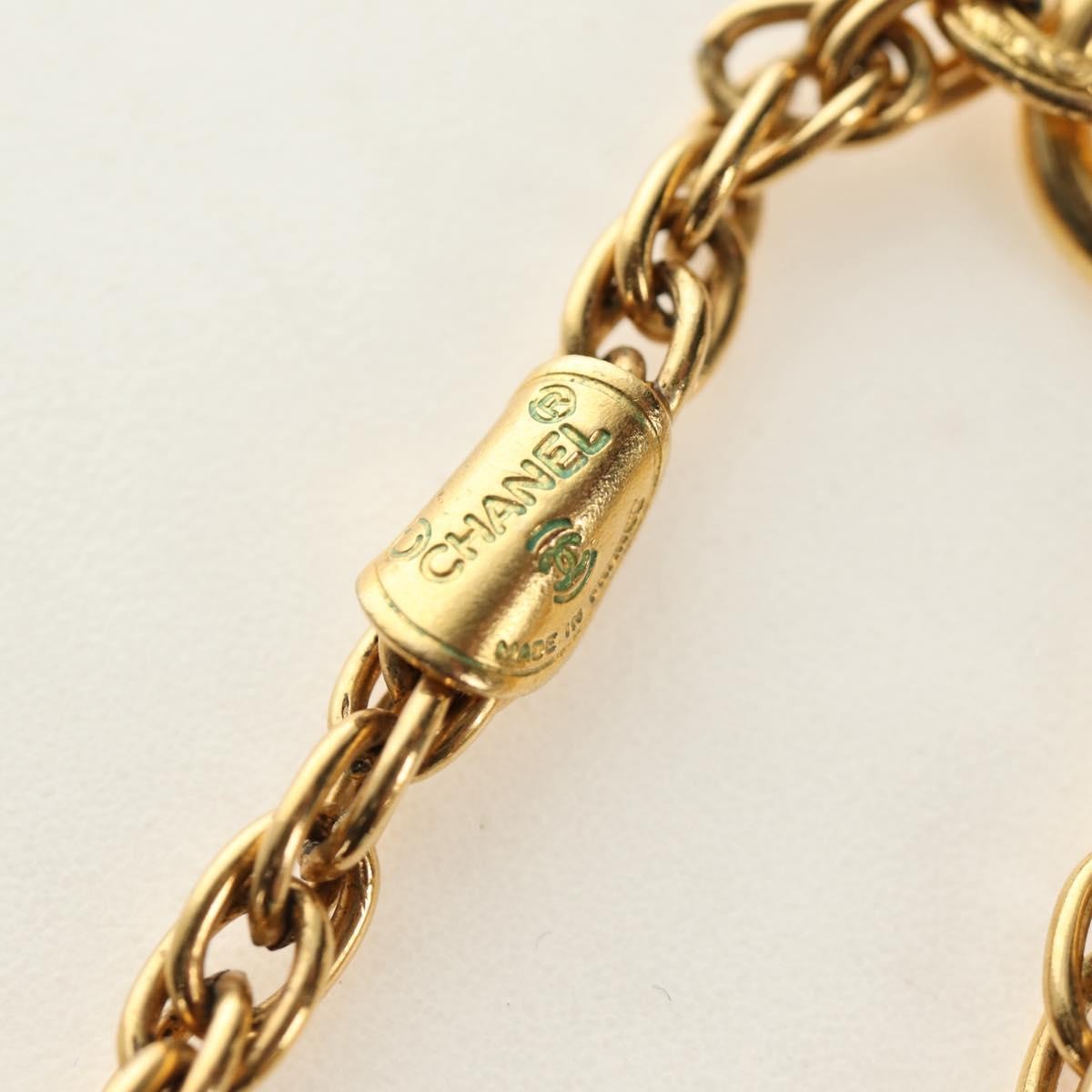 Chanel Cc Pendant Metal With Crystals Gold Metal Necklace Jewelry (Pre-Owned)