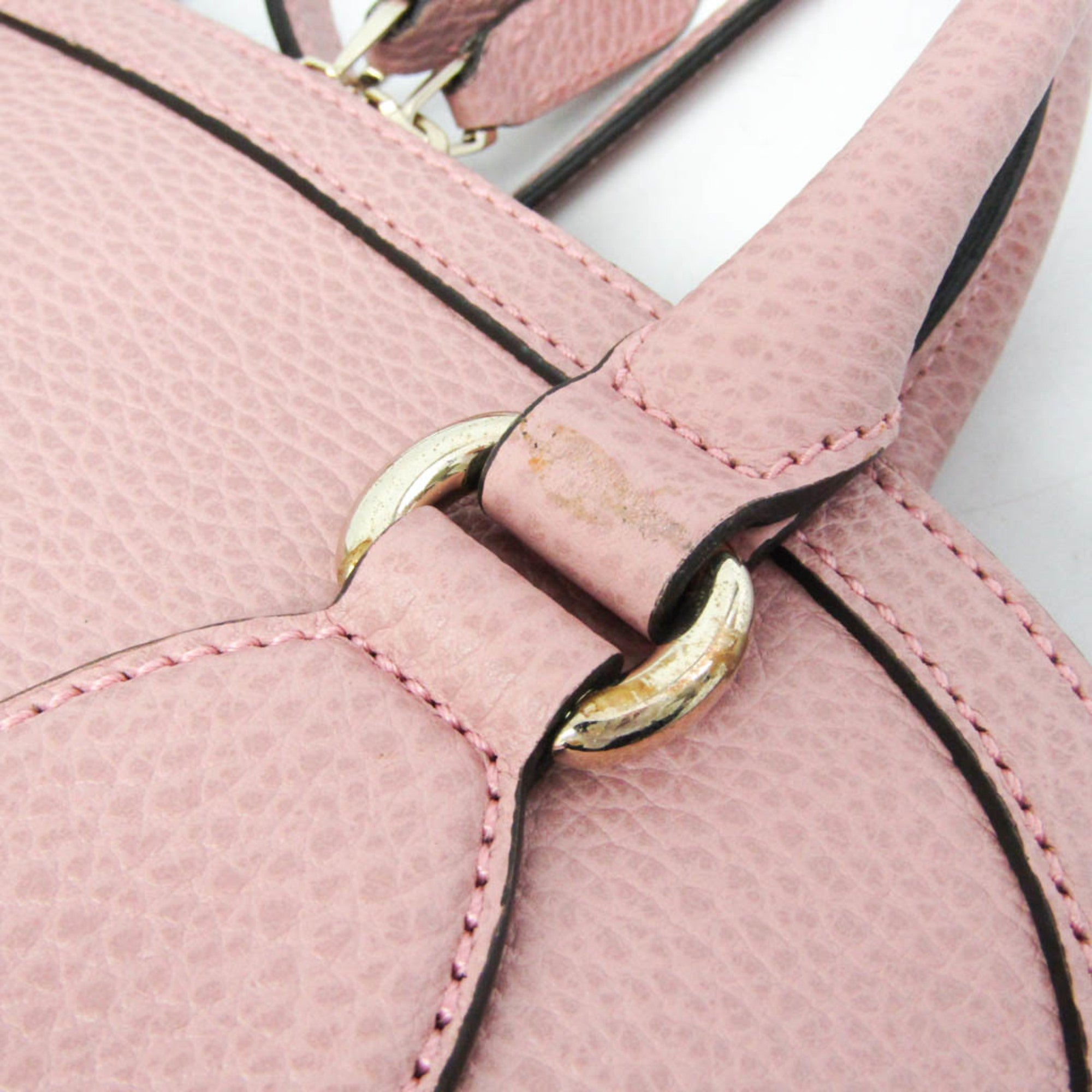 Gucci Convertible Dome Satchel Leather Pink Leather Handbag (Pre-Owned)