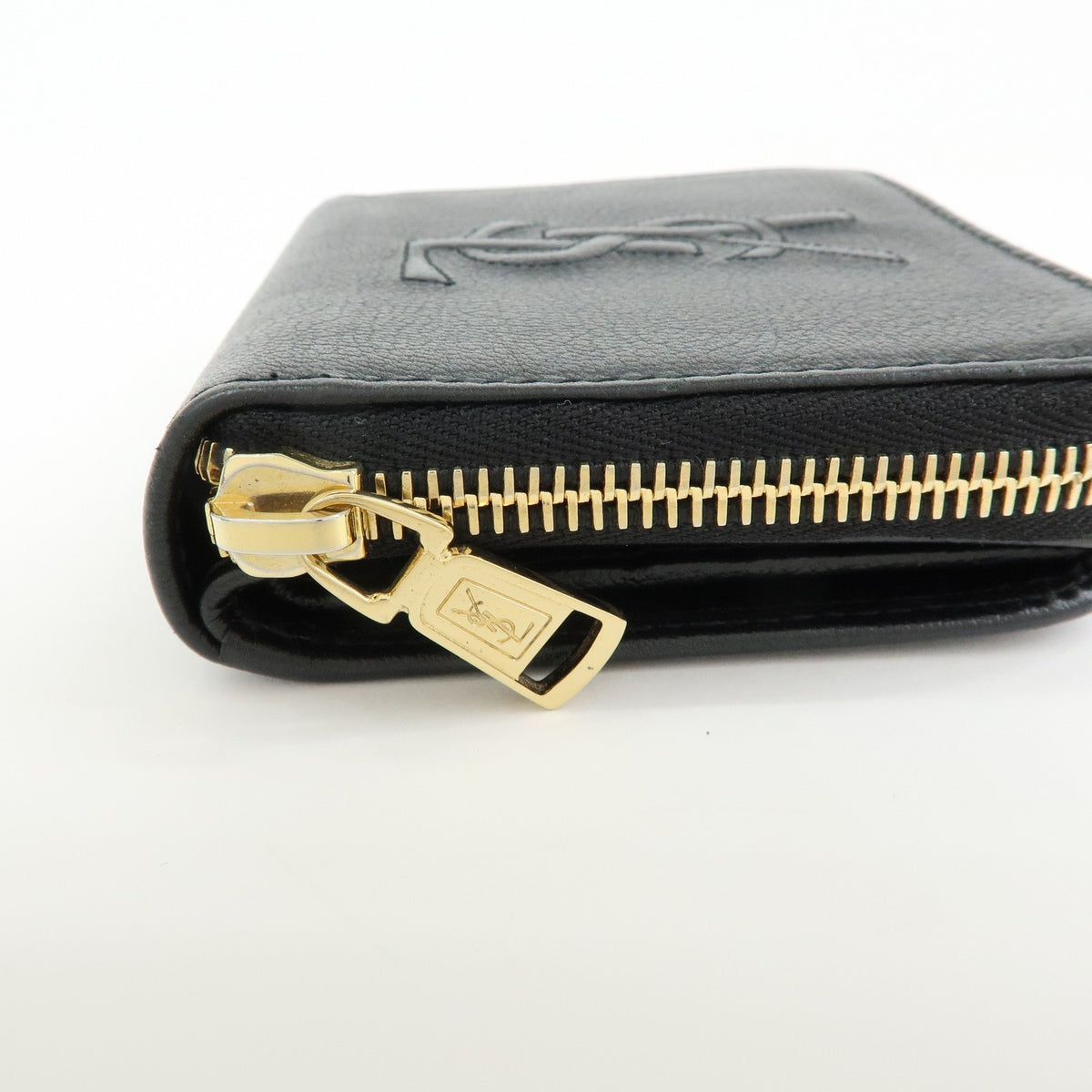 Saint Laurent Belle De Jour Zip Around French Leather Black Leather Wallets Accessory (Pre-Owned)
