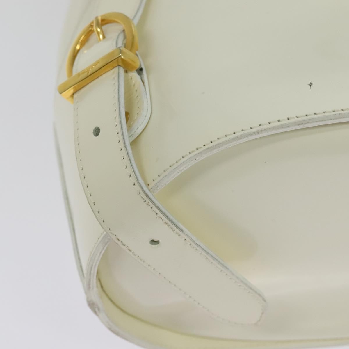 Salvatore Ferragamo Vintage Gancini Patent Leather White Patent_Leather Backpack Bag (Pre-Owned)