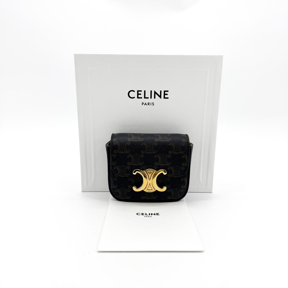 Celine Triomphe Triomphe Coated Canvas Black Canvas Shoulder Bag Bag (Pre-Owned)