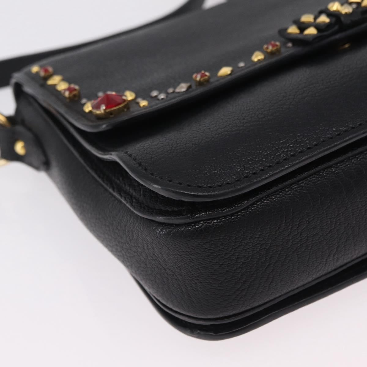 Miu Miu Shoulder Leather Black Leather Shoulder Bag Bag (Pre-Owned)