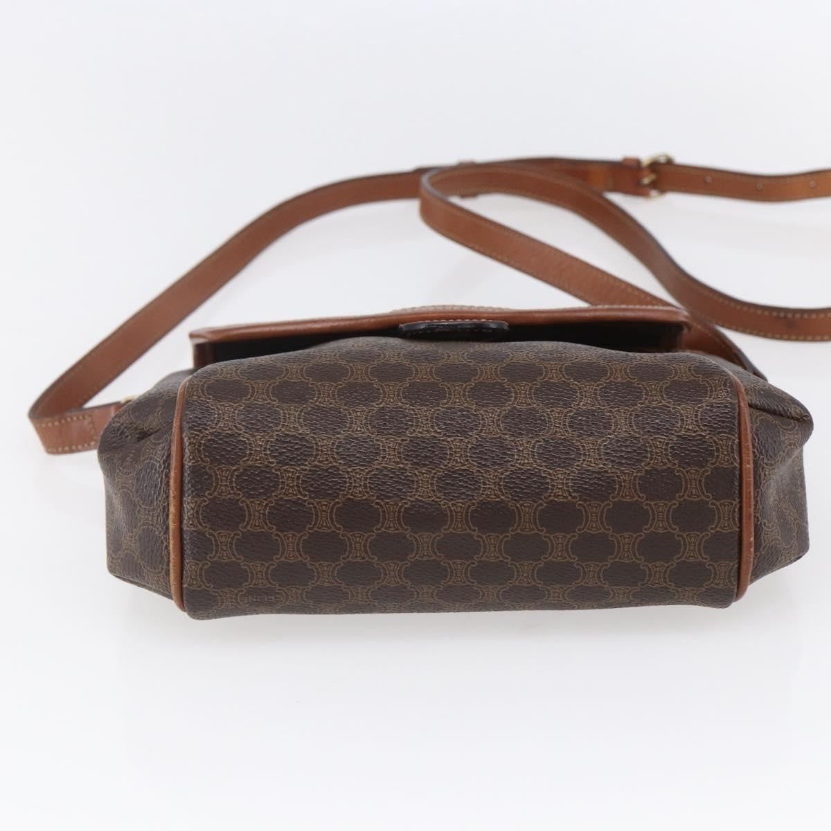 Celine Vintage Macadam Canvas And Leather Brown Canvas Shoulder Bag Bag (Pre-Owned)