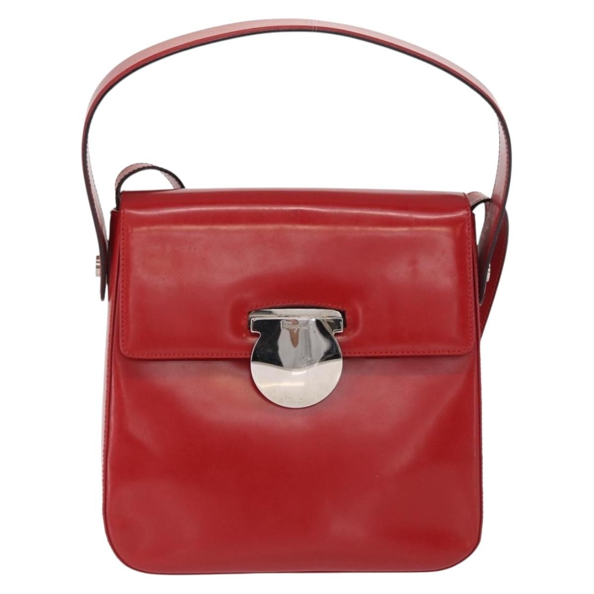Salvatore Ferragamo Vala Leather Red Leather Handbag (Pre-Owned)