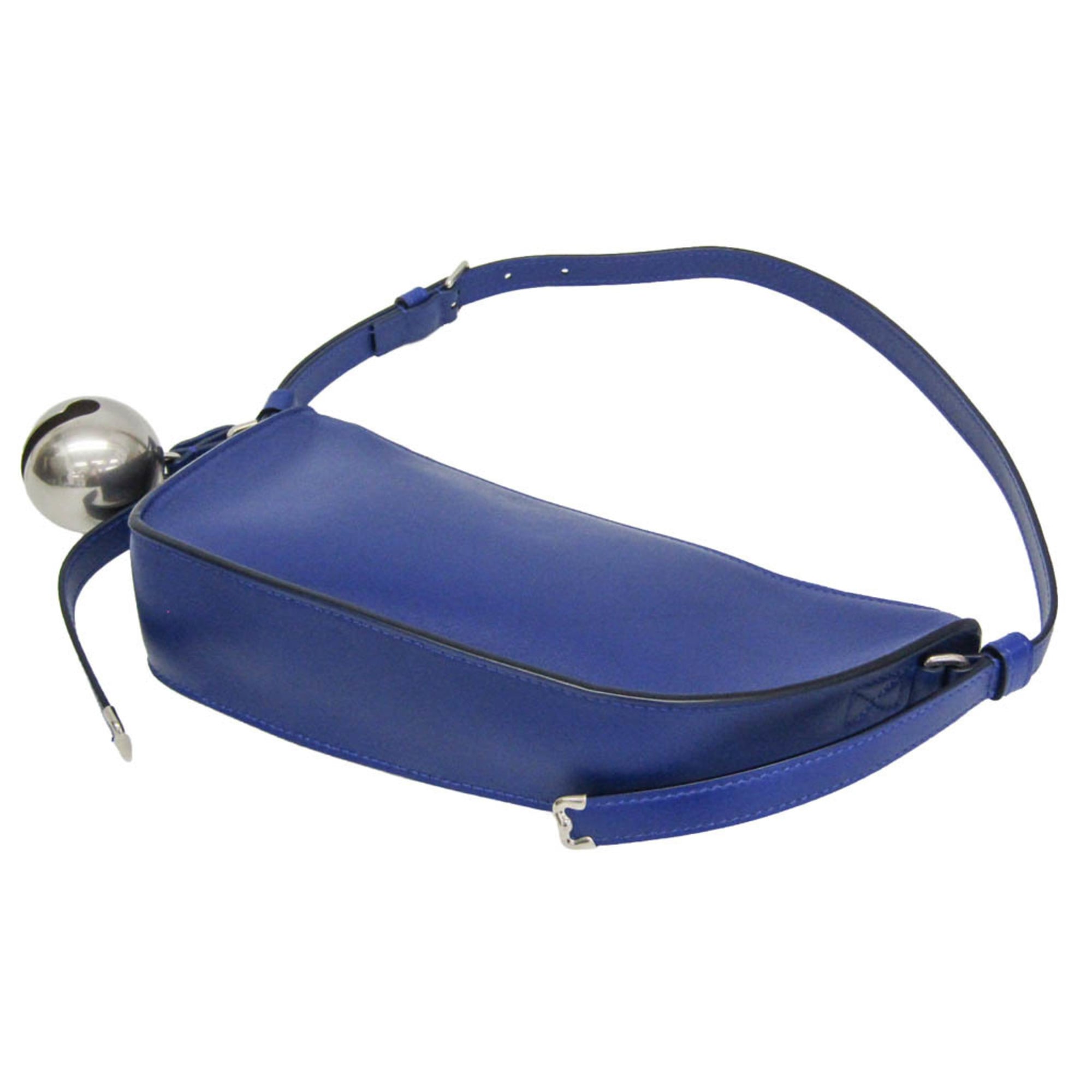 Burberry Shield Sling Leather Blue Leather Shoulder Bag Bag (Pre-Owned)