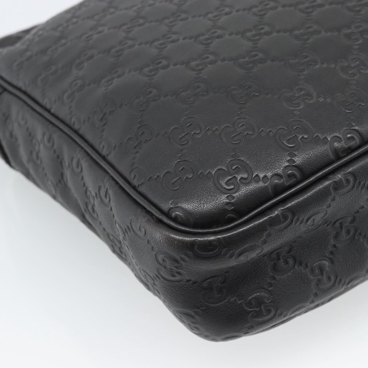 Gucci Front Zip Messenger Guccissima Leather Black Leather Shoulder Bag Bag (Pre-Owned)