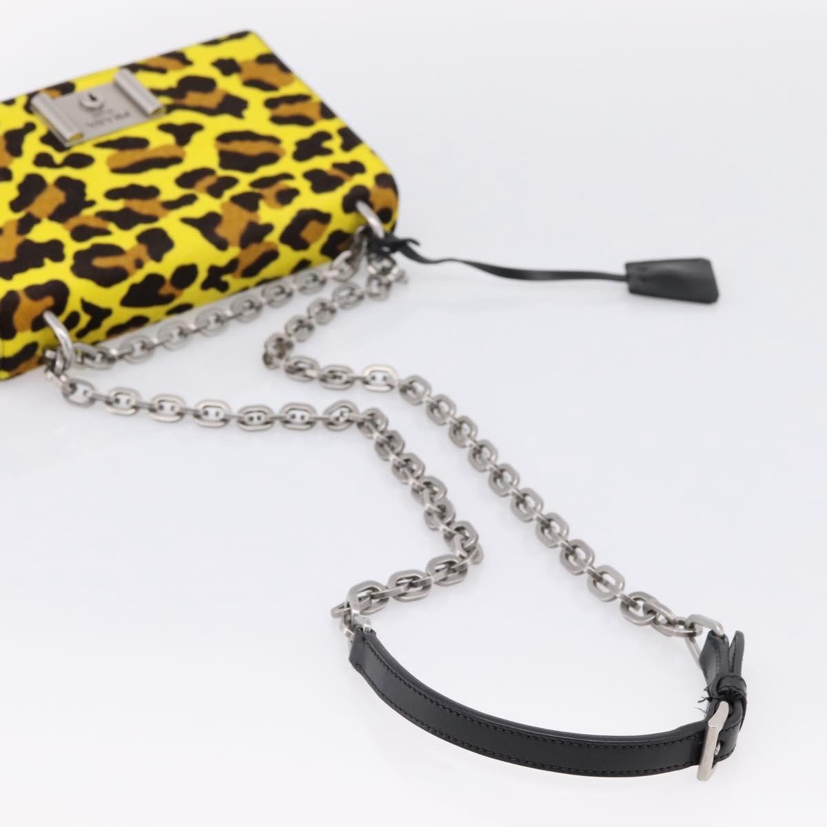 Prada Chain Flap Leather With Pony Hair Yellow Leather Shoulder Bag Bag (Pre-Owned)