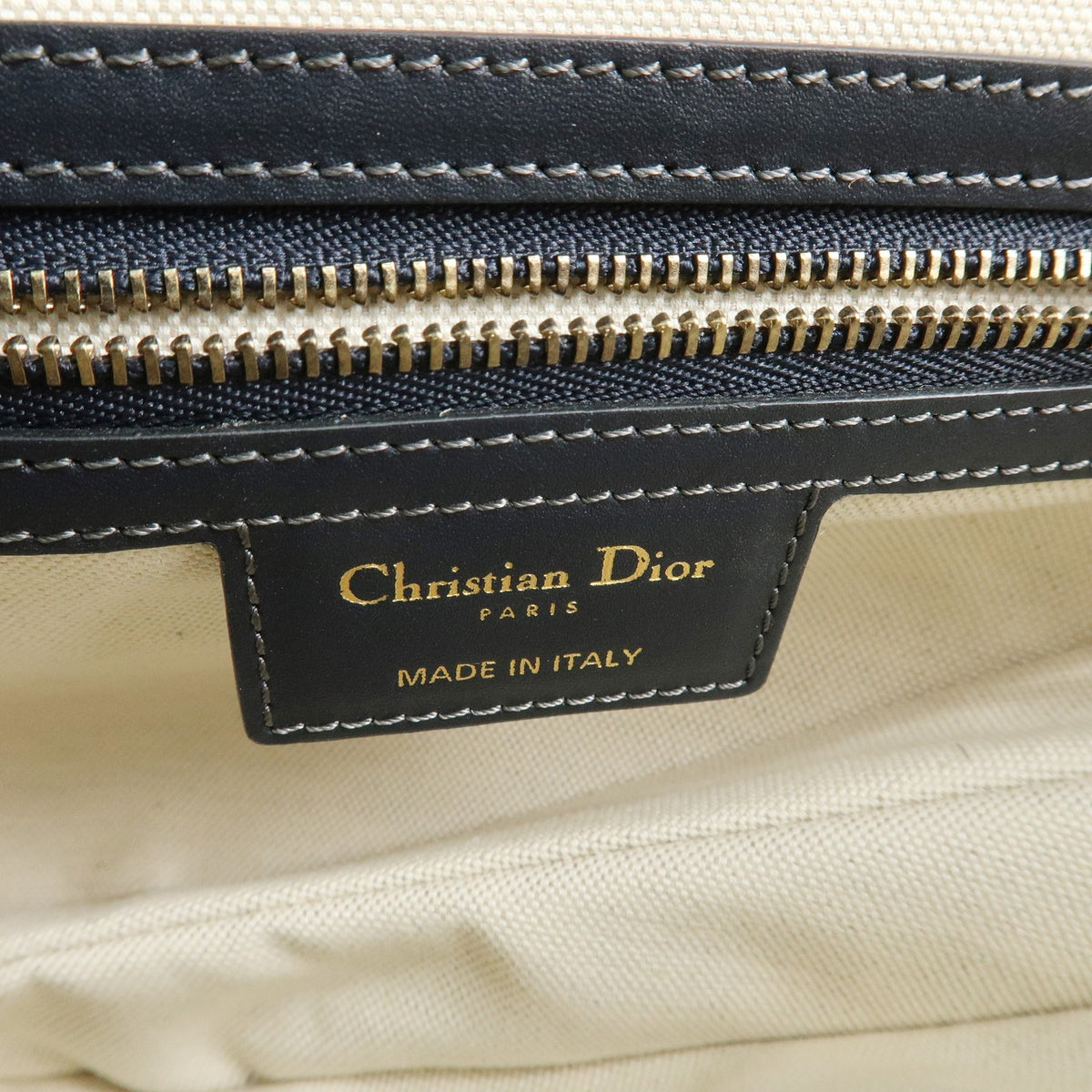 Christian Dior Saddle Oblique Canvas Navy Canvas Handbag (Pre-Owned)