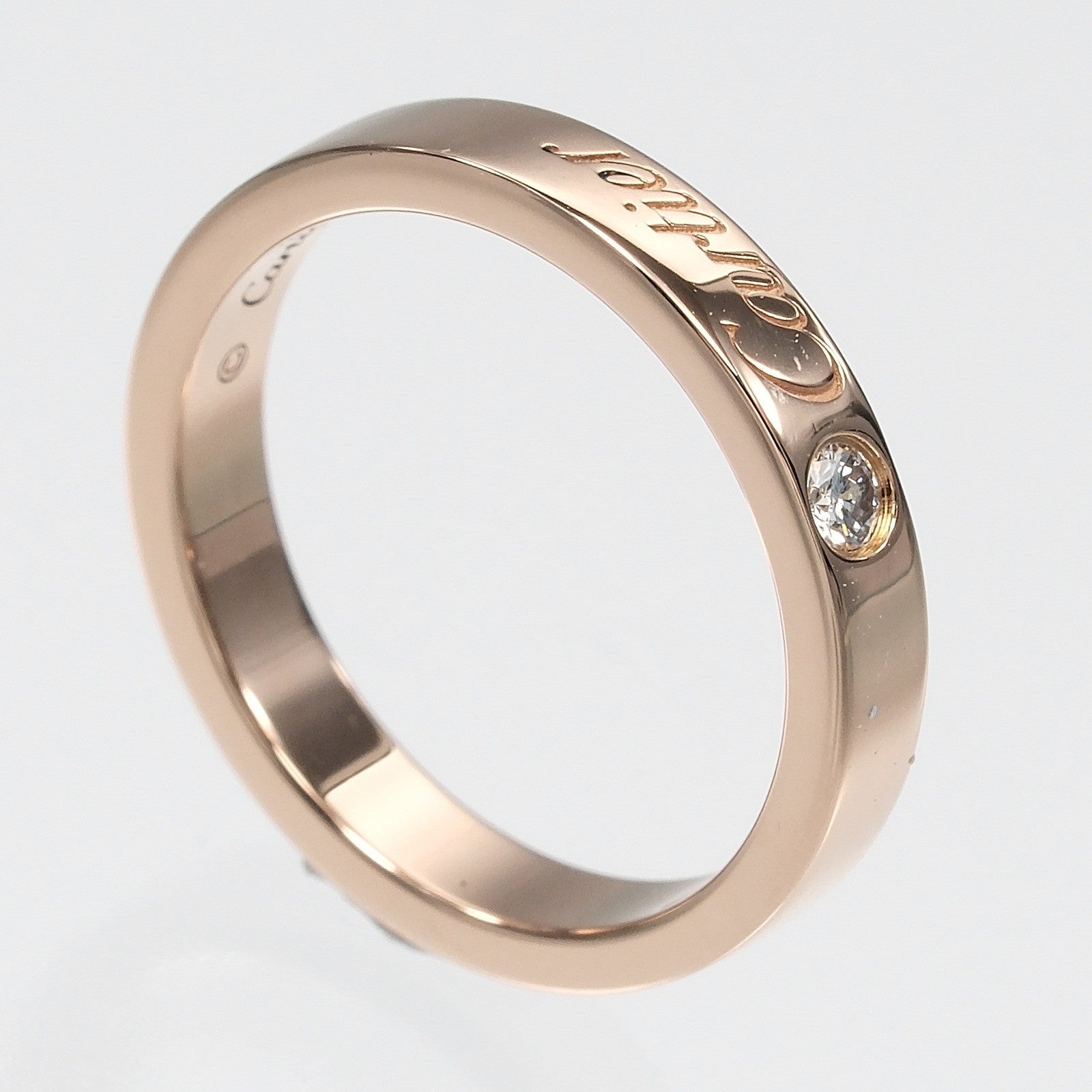 Cartier C De Cartier Wedding Band 18K Rose Gold With Diamond Gold Pink_Gold Ring Jewelry (Pre-Owned)
