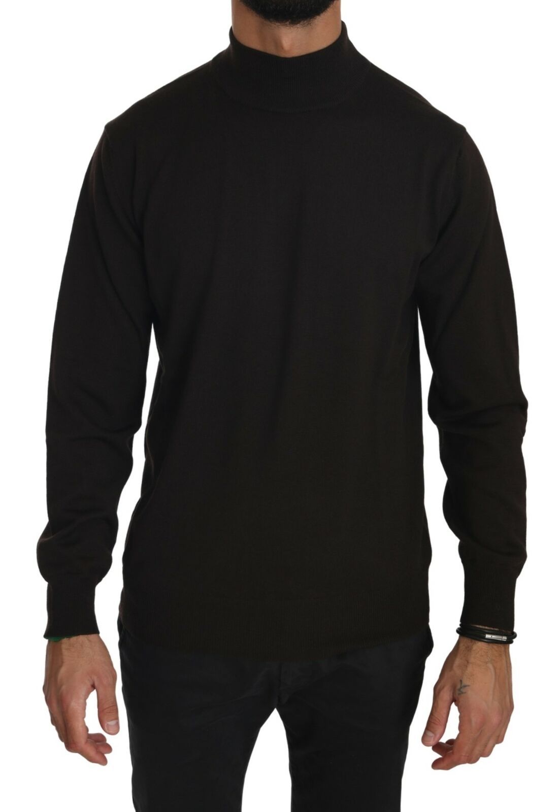 MILA SCHÖN Brown Turtle Neck Pullover Wool Men's Sweater