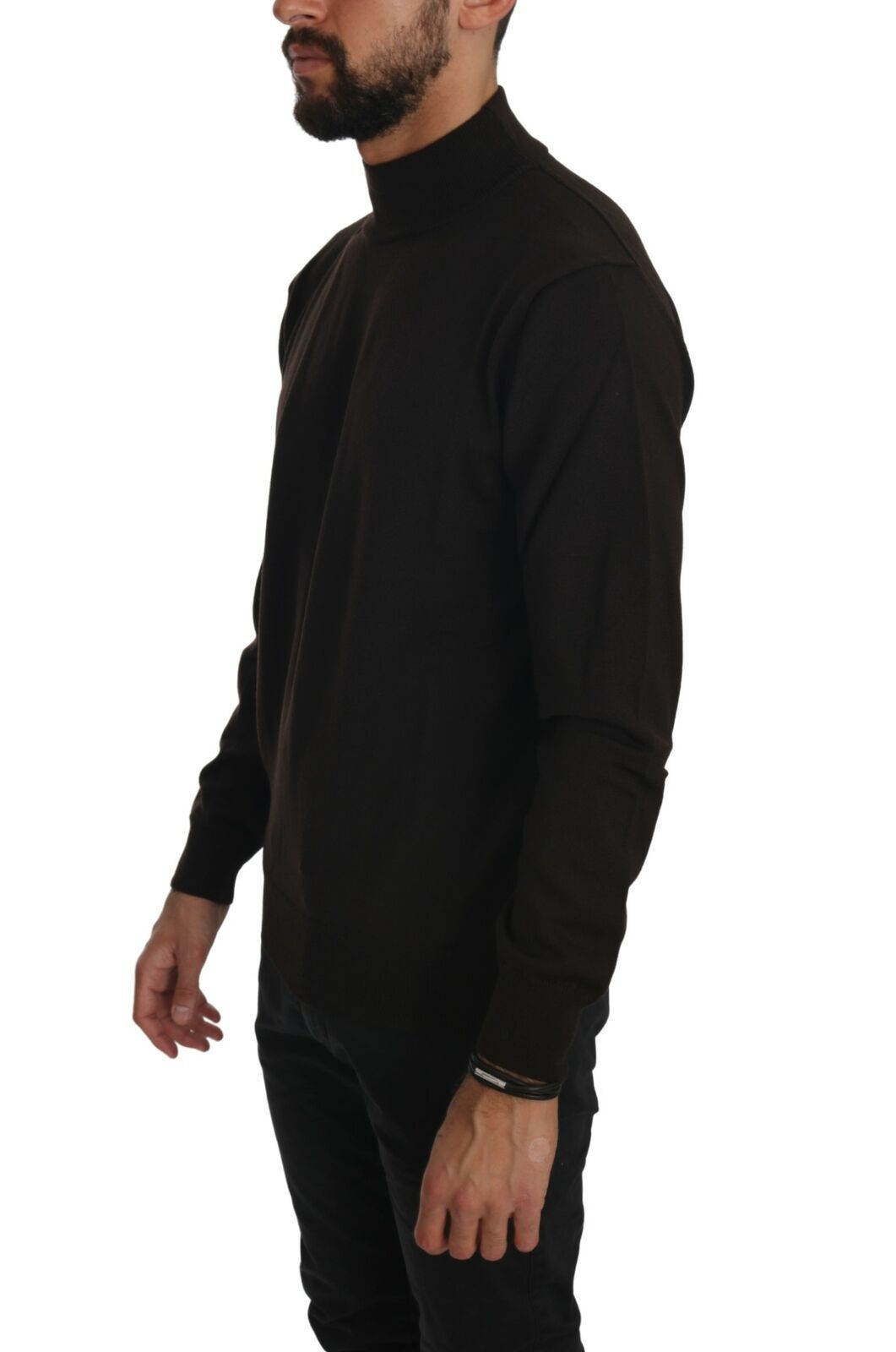 MILA SCHÖN Brown Turtle Neck Pullover Wool Men's Sweater