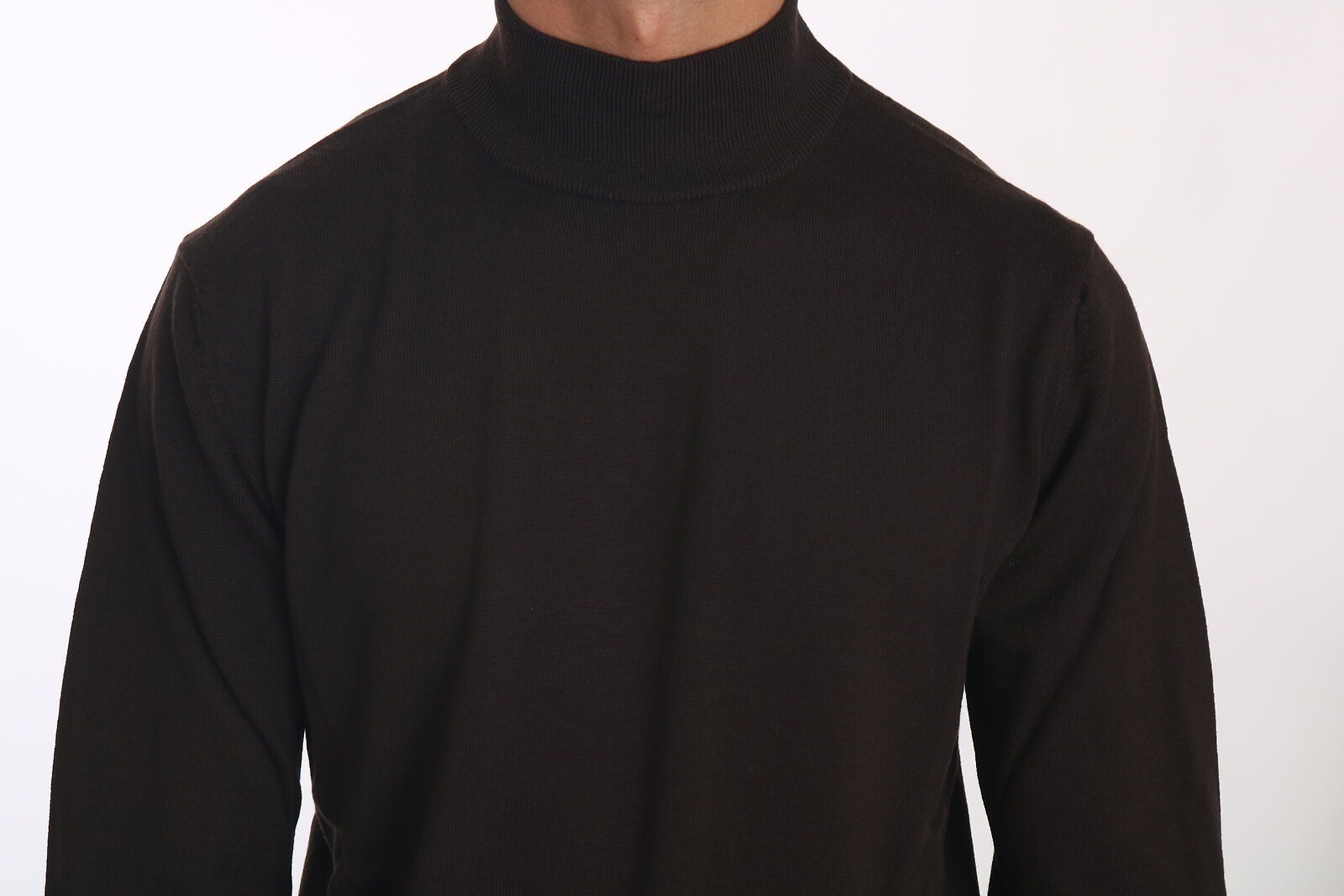 MILA SCHÖN Brown Turtle Neck Pullover Wool Men's Sweater