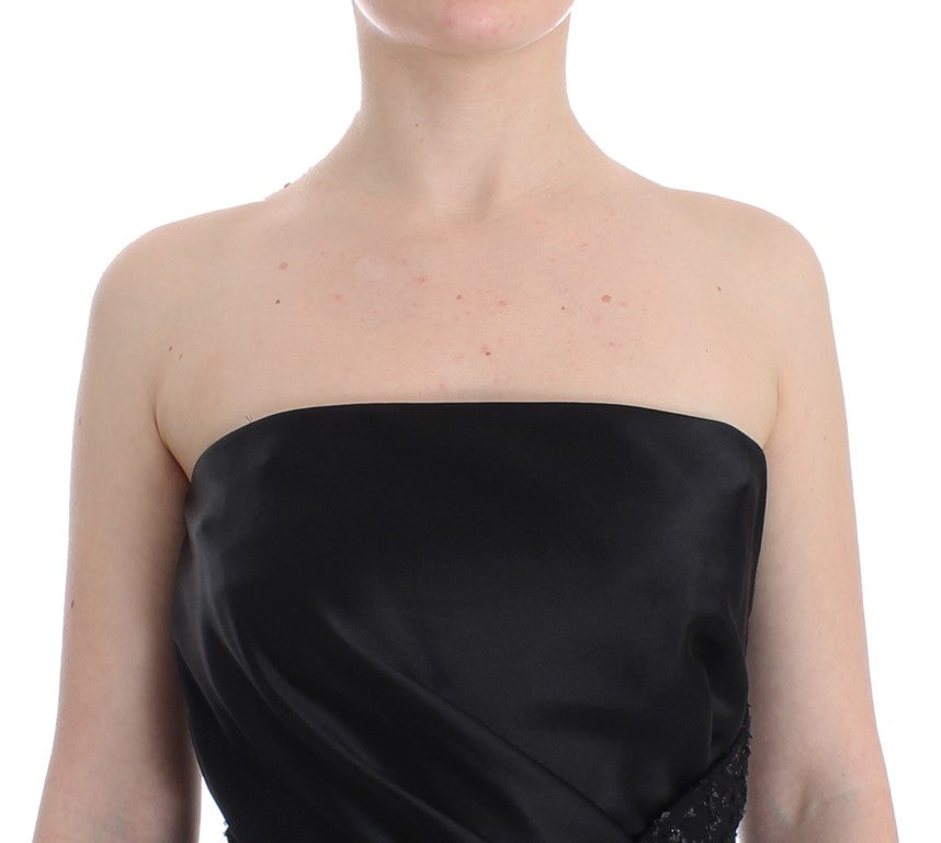 Masha Ma Black Strapless Embellished Pencil Women's Dress