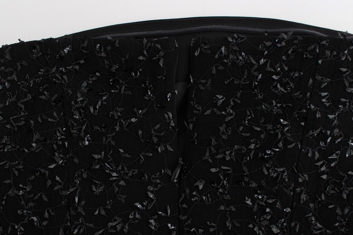 Masha Ma Black Strapless Embellished Pencil Women's Dress