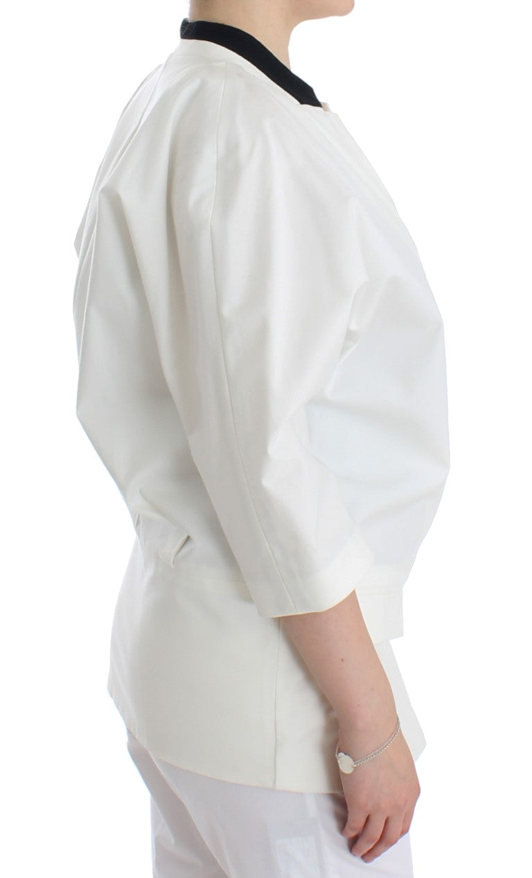 Andrea Pompilio Chic White Cotton Blend Women's Blazer