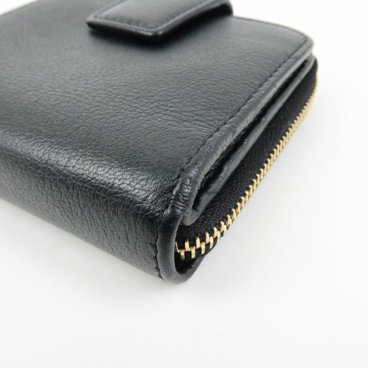 Saint Laurent Belle De Jour Zip Around French Leather Black Leather Wallets Accessory (Pre-Owned)