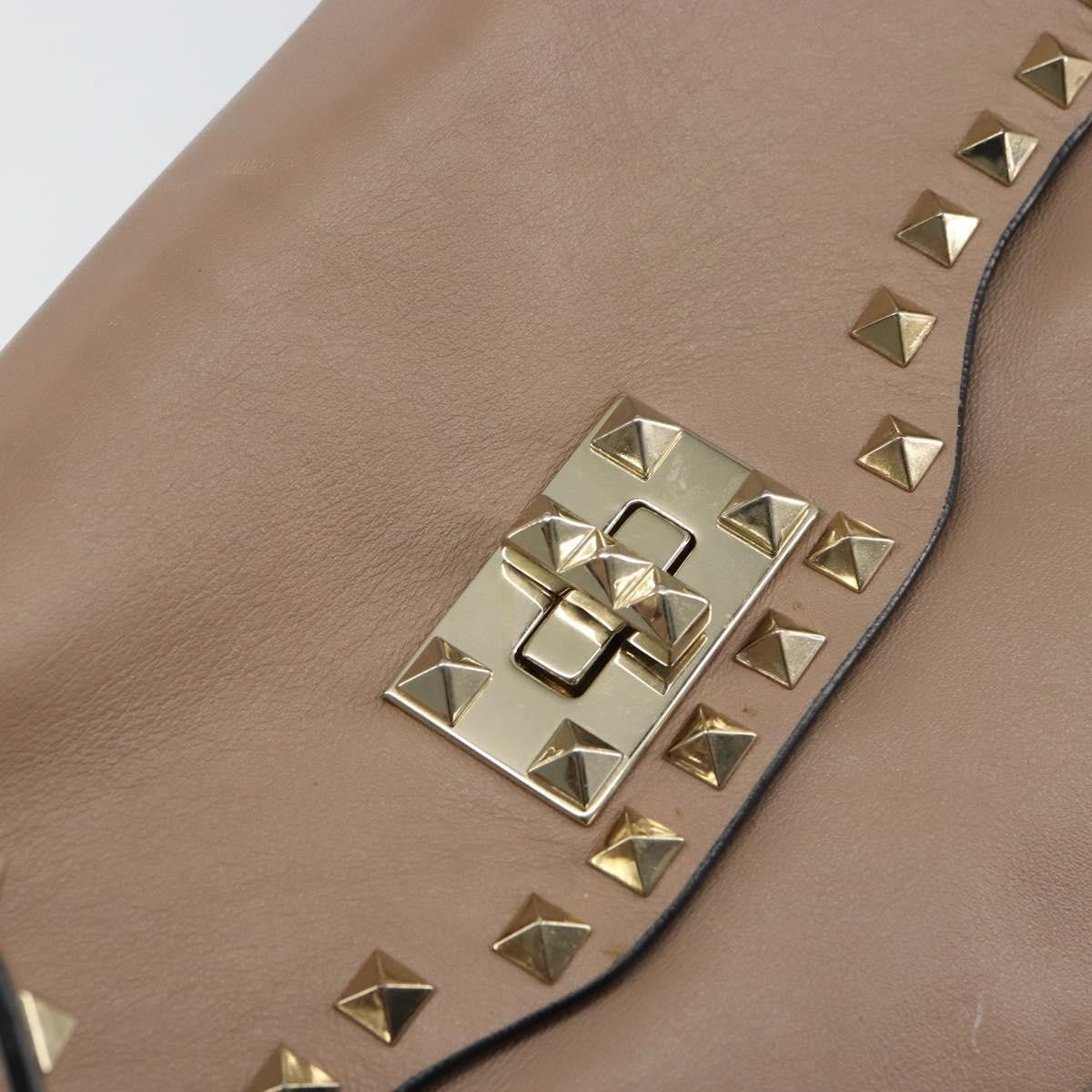 Valentino Garavani Rockstud Tote Soft Leather Beige Leather Tote Bag Bag (Pre-Owned)