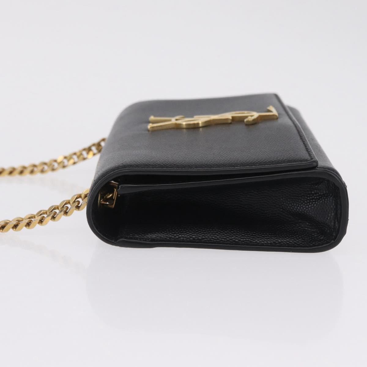 Saint Laurent Classic Monogram Leather Black Leather Crossbody Bag Bag (Pre-Owned)