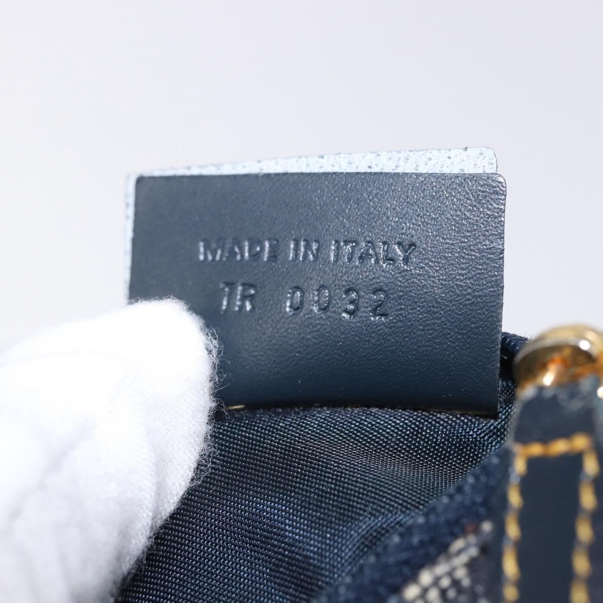 Christian Dior Vintage Saddle Zip Coin Purse Diorissimo Canvas Navy Canvas Clutche & Pouche Bag (Pre-Owned)