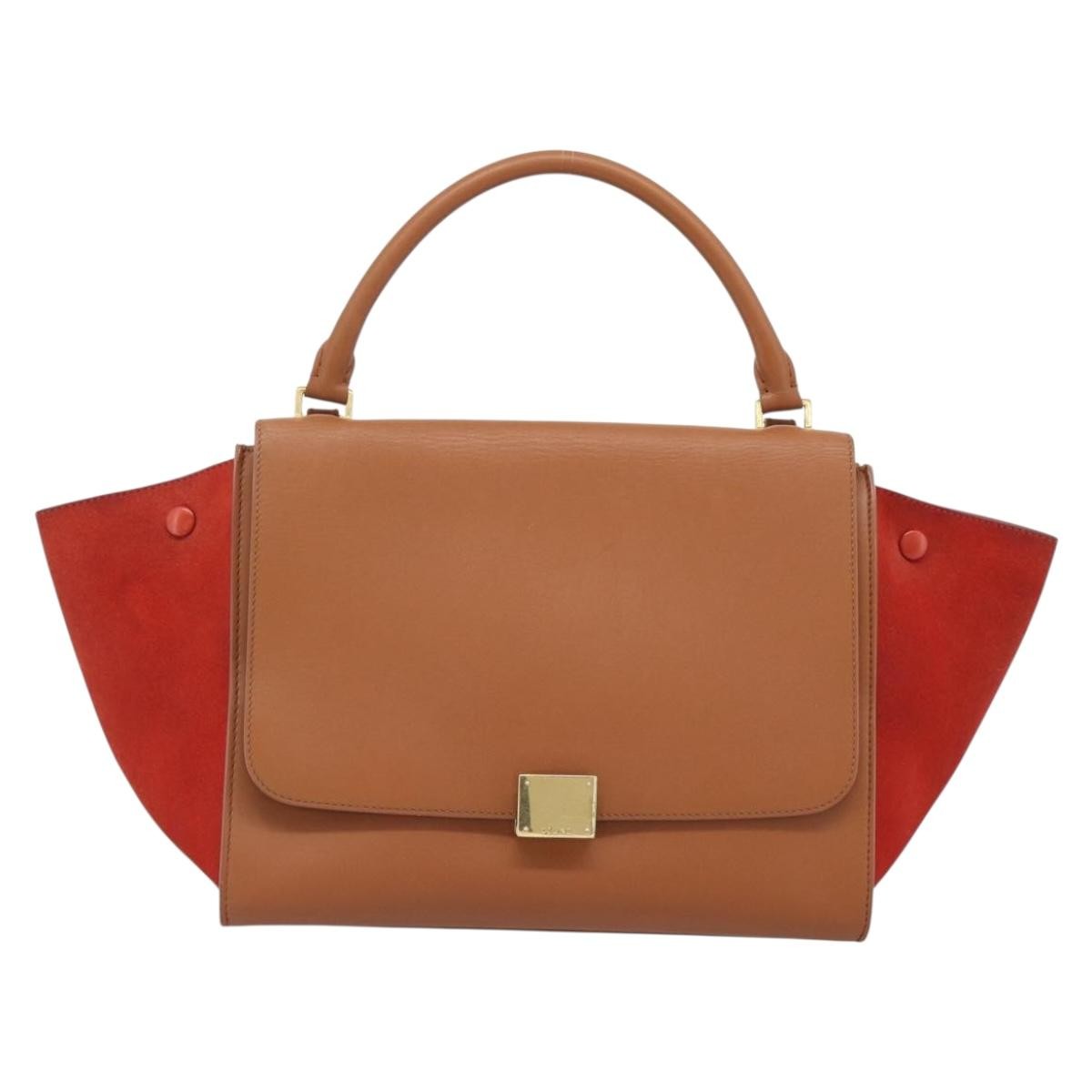 Celine Trapeze Leather With Suede Brown Leather Handbag (Pre-Owned)