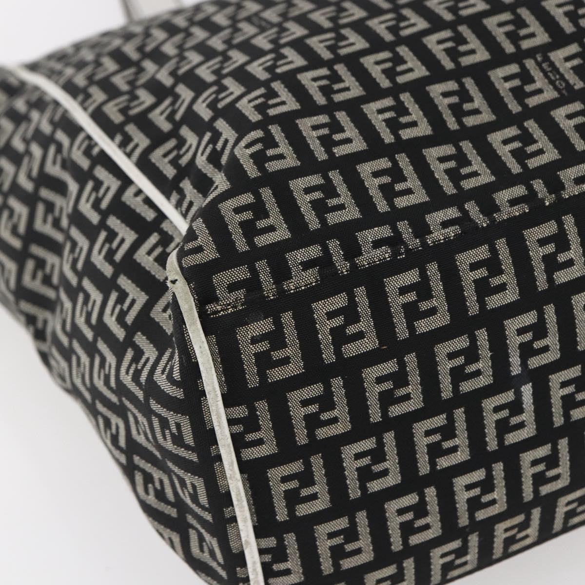 Fendi Zucca Tote Canvas Black Canvas Tote Bag Bag (Pre-Owned)