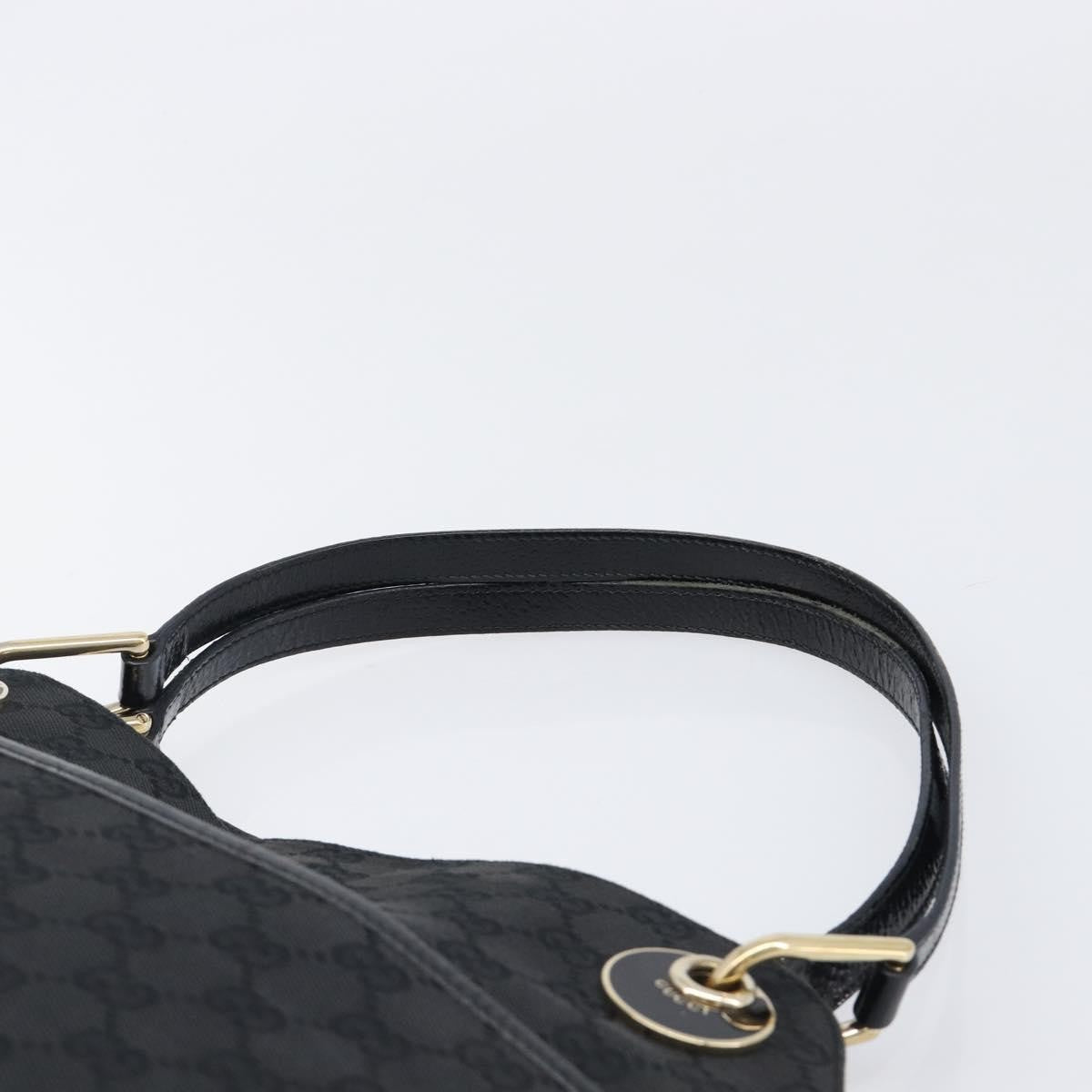 Gucci Twins Tote Gg Canvas With Leather Black Canvas Tote Bag Bag (Pre-Owned)
