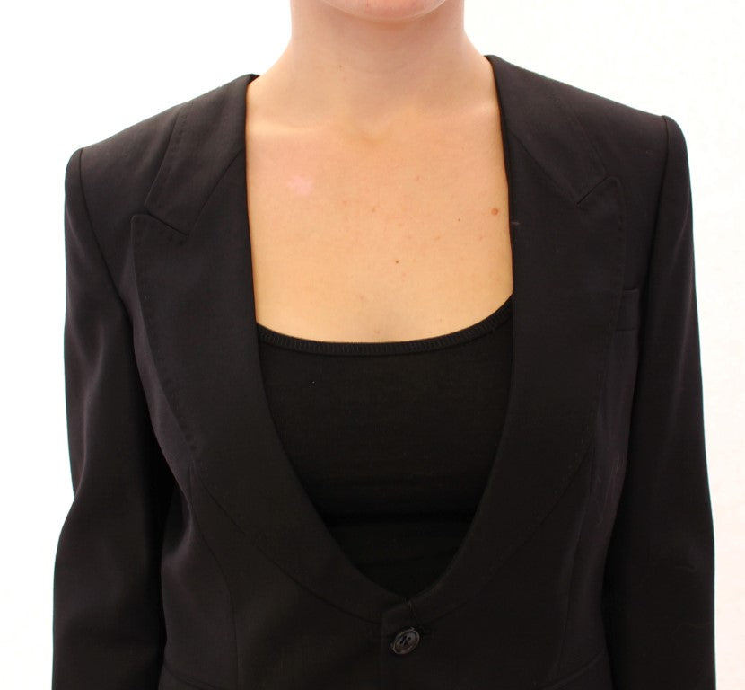 Dolce & Gabbana Elegant Silk-Blend Black Blazer with Scarf Back Women's Detail