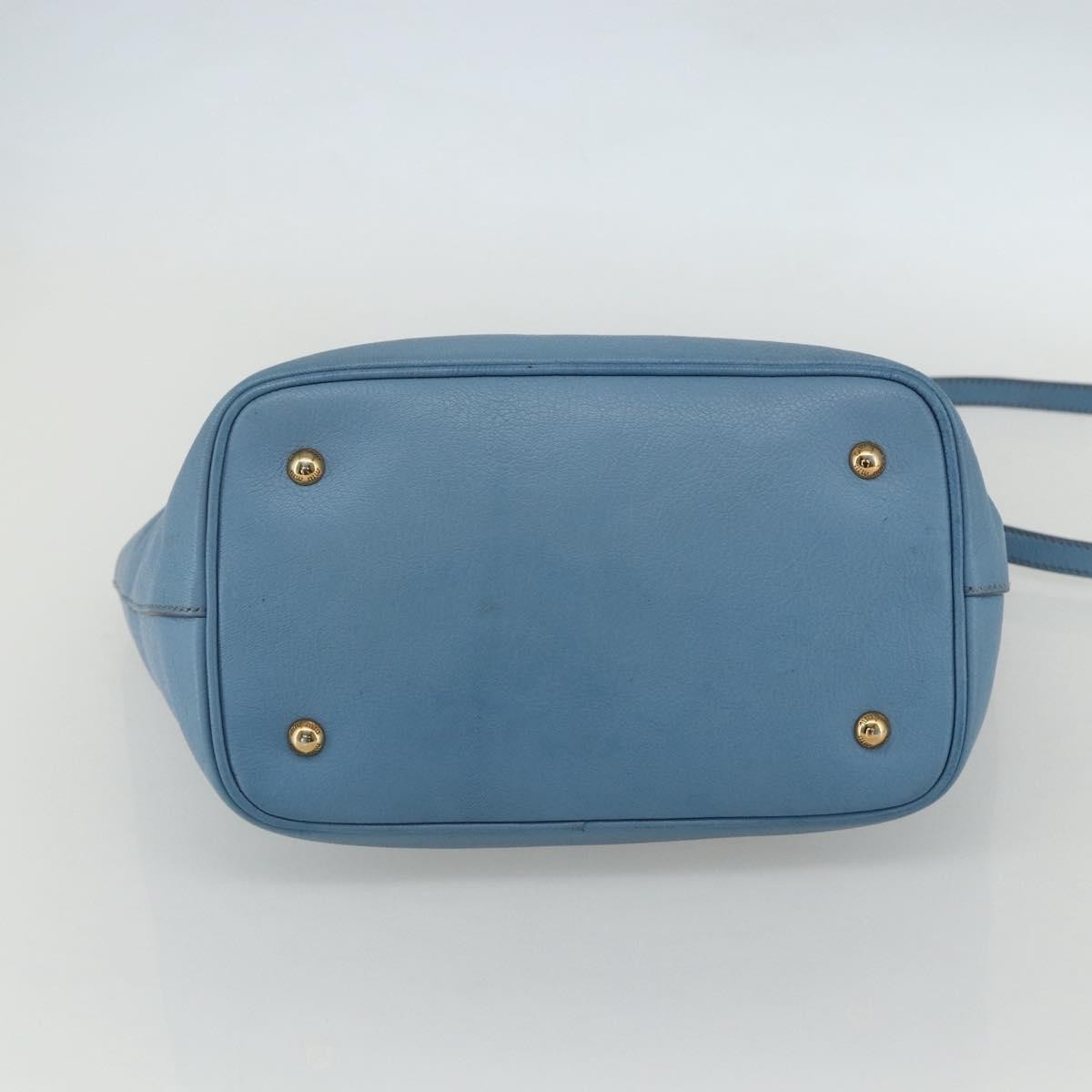 Miu Miu Madras Convertible Lock Leather Blue Leather Tote Bag Bag (Pre-Owned)