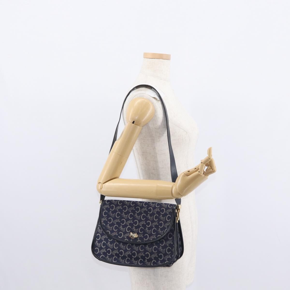 Celine C Sulky Canvas Navy Canvas Shoulder Bag Bag (Pre-Owned)