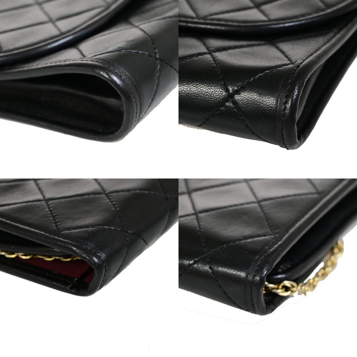 Chanel Vintage Round Flap Quilted Lambskin Black Leather Bag (Pre-Owned)