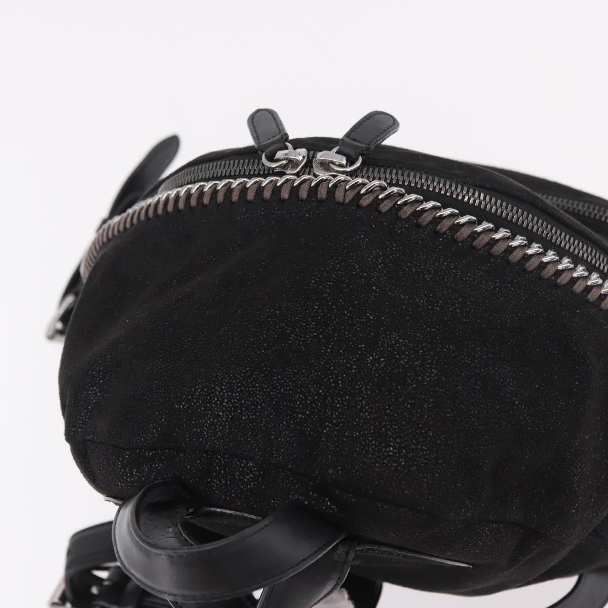 Stella Mccartney Falabella Front Zip Shaggy Deer Black Polyester Backpack Bag (Pre-Owned)