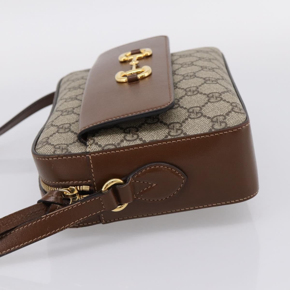 Gucci Horsebit 1955 Flap Pocket Camera Gg Coated Canvas And Leather Beige Canvas Shoulder Bag Bag (Pre-Owned)