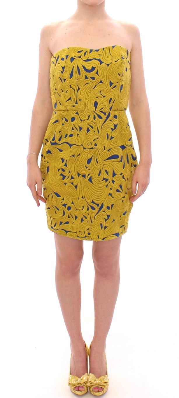 Sachin & Babi Blue Yellow Strapless Bubble Mini Shift Women's Dress