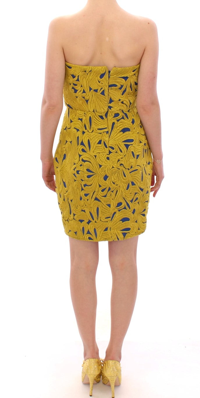 Sachin & Babi Blue Yellow Strapless Bubble Mini Shift Women's Dress